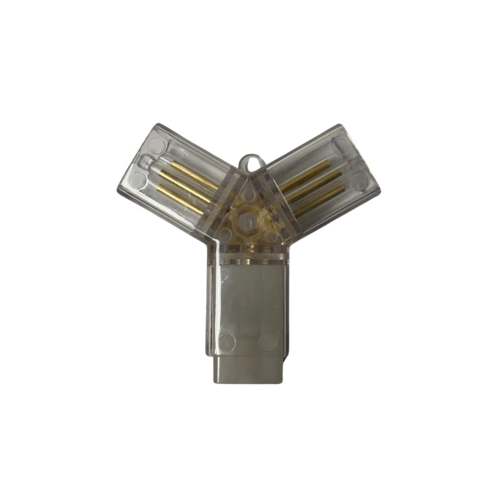 Y-kulmaliitin, 3-napainen virtakaapelin adapterilla