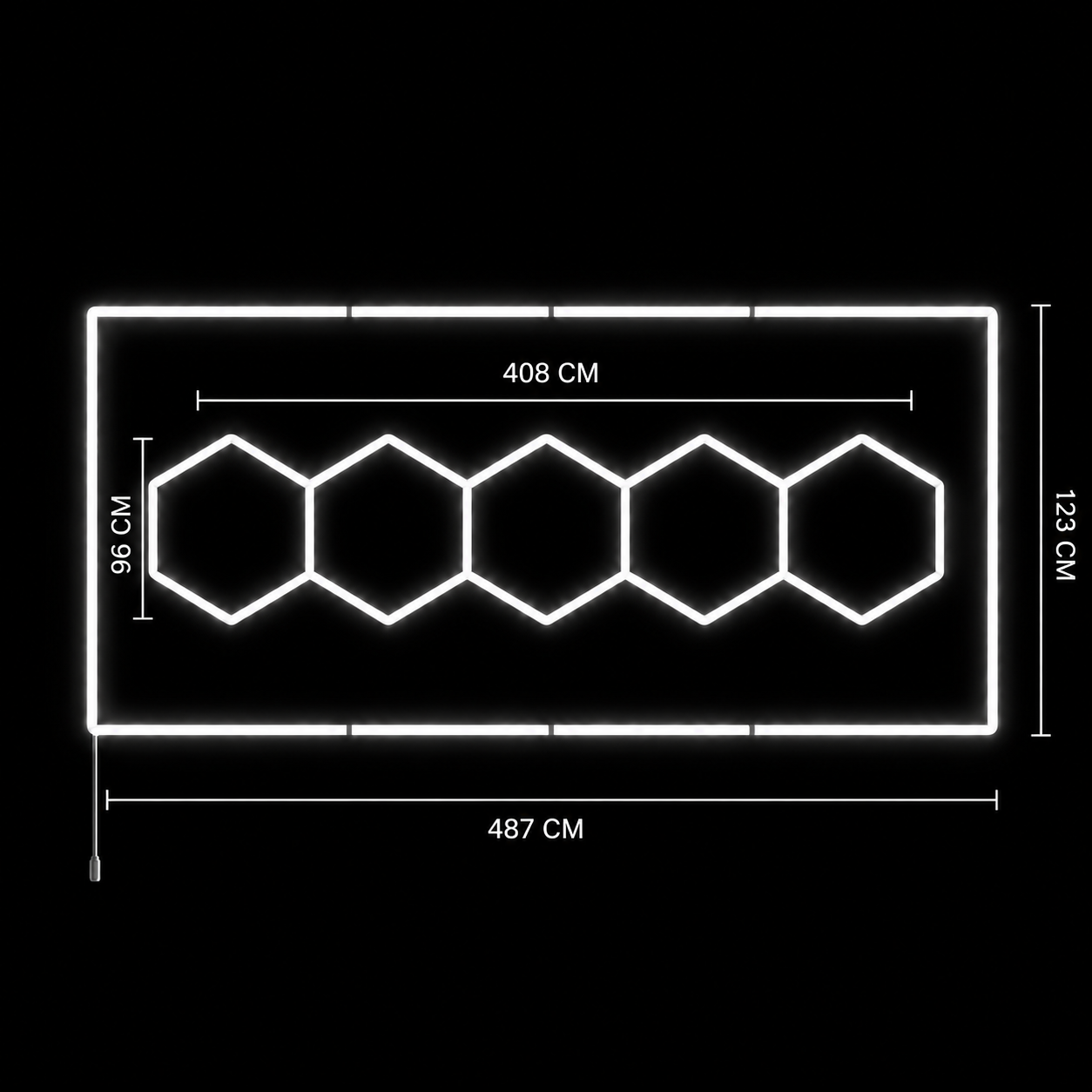 NORTHLUMEN® 5-Grid Hexagon LED-valosuora kehikolla
