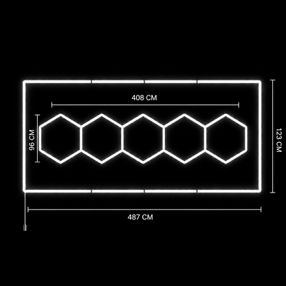 NORTHLUMEN® 5-Grid Hexagon LED-valosuora kehikolla